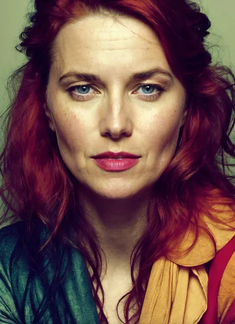 portrait of 25 years old sks woman, by Flora Borsi, style by Flora Borsi, bold, bright colours, ((Flora Borsi)), by Annie Leibovitz, <lora:locon_lucylawless_v1_from_v1_64_32:1>