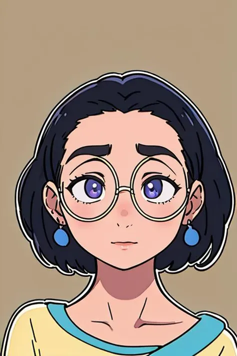 a cartoon girl with glasses and a yellow shirt