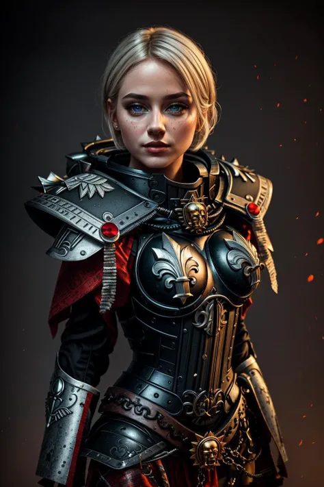 ((Masterpiece, best quality,edgQuality)),solo,1girl,
edgAdepta, looking at viewer, short hair, blonde hair, upper body, lips, realistic ,wearing edgAdepta,power armor,shoulder armor,skull emblem
<lora:edgWar40KAdeptaSororitas:1>