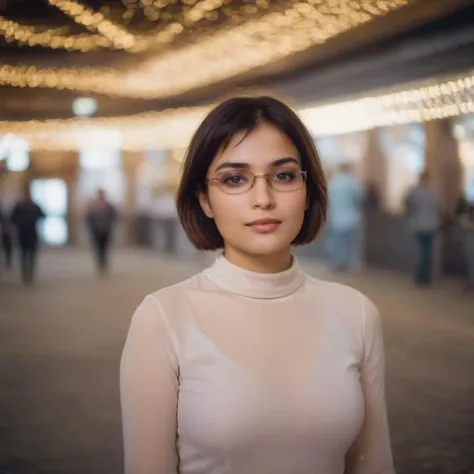 a close up of a woman in a white shirt and glasses