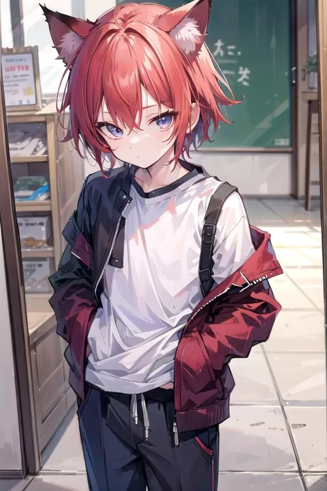 <lora:aki_sd_v10:0.5>,1boy, aki, crimson hair, animal ears, masterpiece, ultra detail