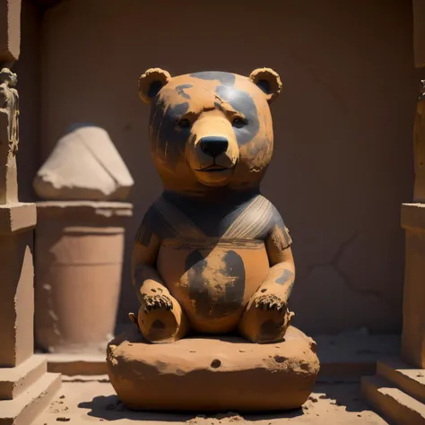 there is a bear statue on display in a museum