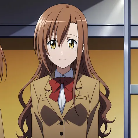 two anime girls in school uniforms standing next to each other