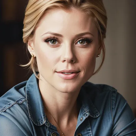 juliebowen portrait photo of a woman wearing a light blue blouse and jeans, high heels, sitting in a lobby of a hotel, (masterpiece), (best quality), (detailed), (8k), (HDR), (wallpaper), (cinematic lighting), (sharp focus), (intricate), (closeup)