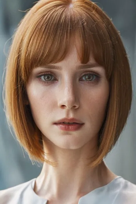 closeup photo of a (young:1.0) sks woman, (oiled shiny skin:1.0), (undercut:1.2) hair,
(8k uhd:1.0), (best quality:1.0), (masterpiece:1.0), (sharp focus:1.0), grey background,
 <lora:CR-BryceDallasHoward-malcolmrey:1>