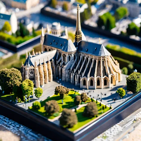 arafed view of a model of a church with a clock tower