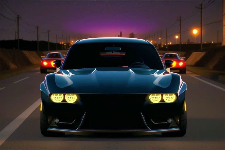 Beautifully nightmarish demon car night.