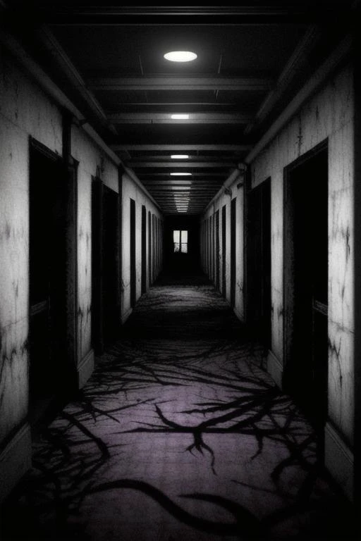 liminalspaces, hallways, empty room, wallpaper, weird,  kkw-horror in distance