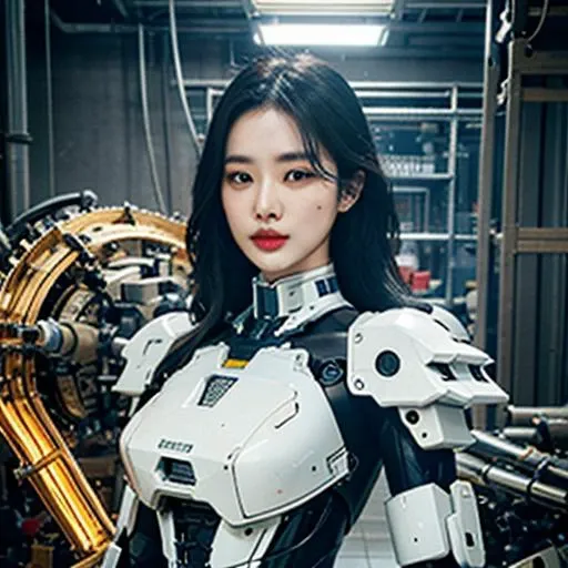 (original) , (very detailed wallpaper) , very detailed illustrations, (1 Girl) , beautiful eyes, (delicate face) , perfect detail,
((mechanical parts)), mechanical spine, mechanization, future, wide hips, laboratory, ((mecha)), stylish energy (module), rep...