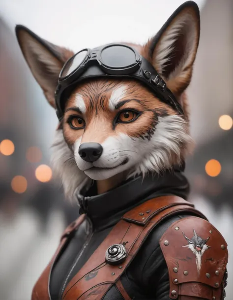 a close up of a person wearing a costume with a fox head