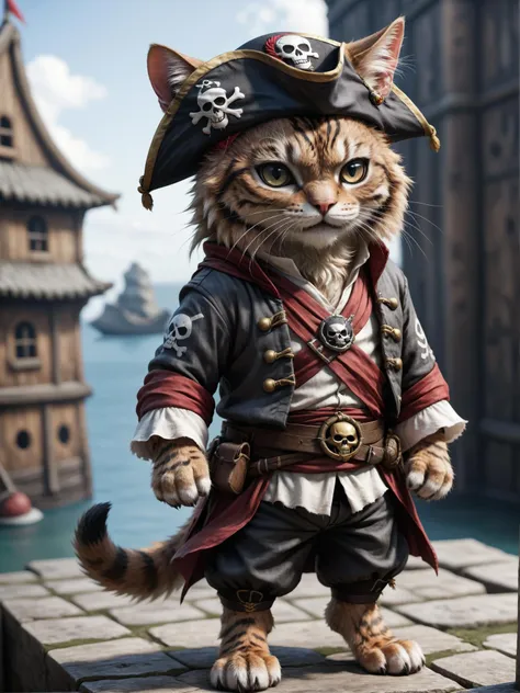 pirate cat by the sea