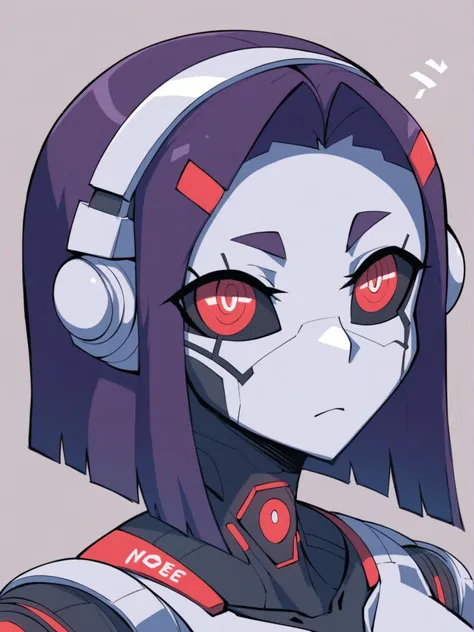 a close up of a person with headphones on and a red eye