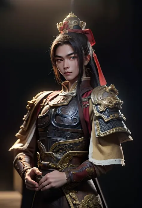 (masterpiece, best_quality, ultra-detailed), 8K, male Chinese soldier, very handsome, ikemen, (smiling:0.6), cinematic lighting