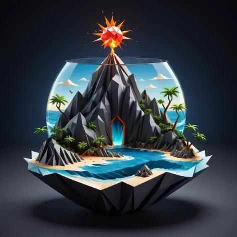 origami style <lora:Glass_Islands:1> a glass with an island in it, stylized digital illustration, full of glass. cgsociety, 3 d epic illustrations, 3 d illustration, 3d illustration, rendered illustration, stylized digital art, 3 d illutration, concept ill...