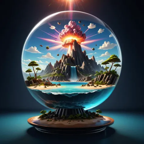 Film noir style <lora:Glass_Islands:1> a glass with an island in it, rolands zilvinskis 3d render art, full of glass. cgsociety, 3 d epic illustrations, surreal 3 d render, surreal concept art, 3 d render stylized, 3d render digital art, 3 d render beeple,...