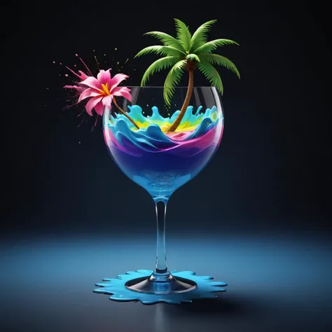 <lora:Glass_Islands:1> a glass of liquid with a palm tree on it, 3d render digital art, 3 d render stylized, stylized 3d render, rolands zilvinskis 3d render art, stylized as a 3d render, in the art style of filip hodas, 3 d rendered in octane, 3d rendered...