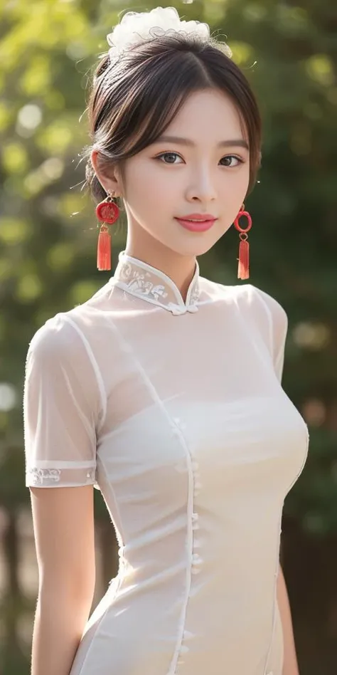 <lora:China dress:0.1>,<lora:ChinaDress:0.1> <lora:SeethroughChinaDress_v1:0.1>,(mini ChinaDress Dress|Seethrough China Dress:1.65),1girl,light smile,happy,((((upper body,real face photo,outdoor background,background blur)))),big eyes,analog style,physical...