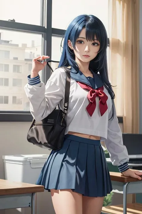 (8k, best quality, masterpiece:1.2),(best quality:1.0),ultra highres:1.0, extremely detailed, render, 4k, absurdres, HDR,
a young girl, kanamechidori, school uniform, serafuku