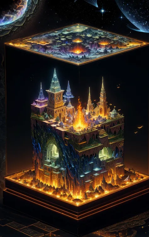 (masterpiece:1.1), ((sharp focus)), Celestial Library of Astronomical Lore, Polycarbonate Panels,Lapis Lazuli, Bonfires, Cove Lighting in ((isometric style)) at morning, (extremely intricate fractal mandelbulb:1.3), dramatic, award winning