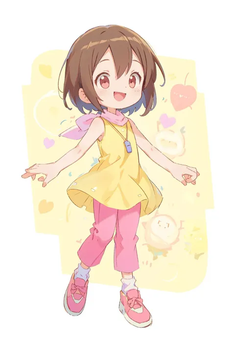 best quality,masterpiece,highres,detailed,perfect anatomy,HikariDigi,yellow dress,pink pants,happy,female child,
<lora:HikariDigi:1>,