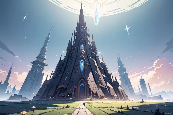 a picture taken from a video game of a tower with a clock on it