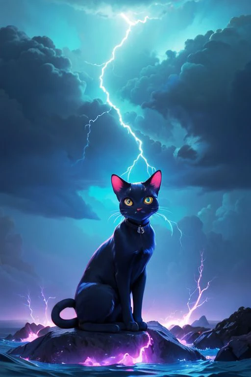 (Masterpiece, high quality, best quality, official art, beauty and aesthetics:1.2),thunder,composed of elements of thunder,(cat:1.2),no humans,glowing,glowing eyes,blue theme,<lora:xl_shanbailing_0927lightning-000010:0.7>, composed of elements of thunder,t...