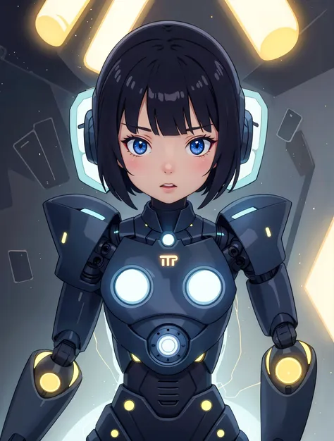 a cartoon image of a woman in a futuristic suit with headphones