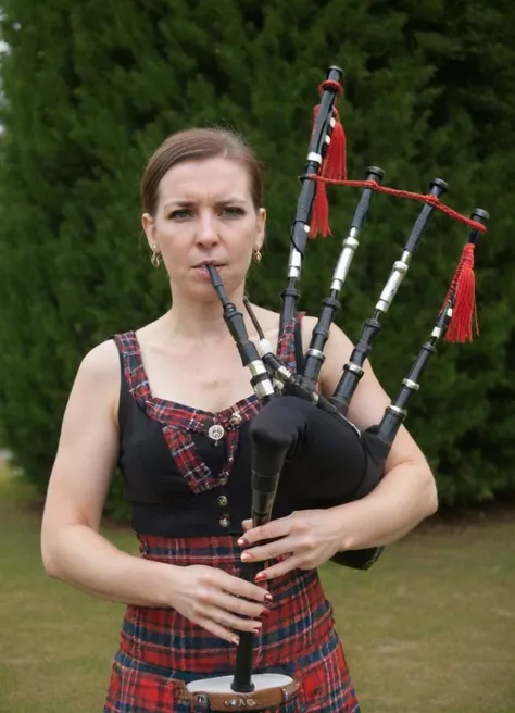 <lora:Bagpipes_-_Instrument_SDXL:0.8> (a woman playing bgpps), depth of field, bokeh, flames and damnation