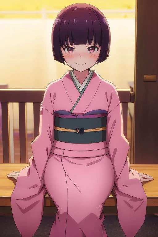 sitting,kimono,light smile, blush,looking at viewer,masterpiece,very_high_resolution,high quality,absurdres, best quality, <lora:Eromanga_senju muramasa:0.8>