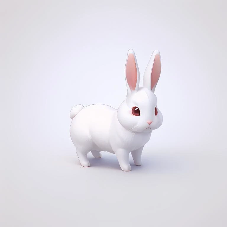 a close up of a white rabbit figurine on a white surface