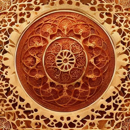 a close up of a decorative plate with a circular design