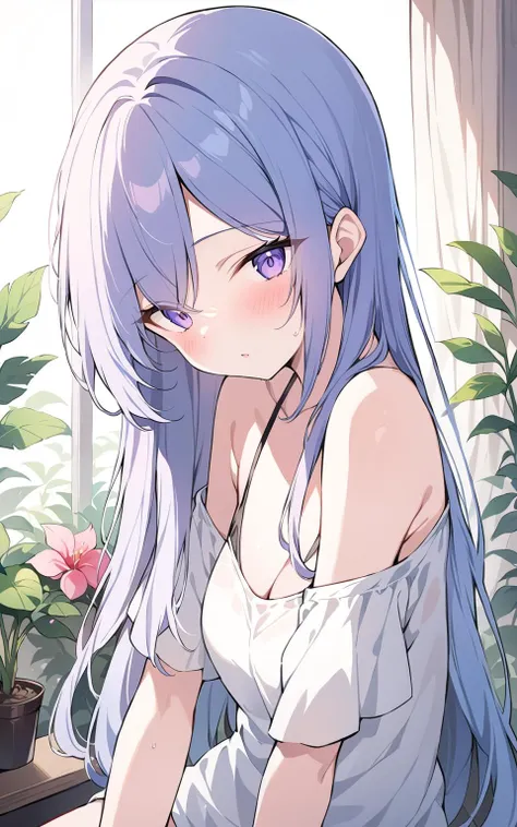 flower,plant,best quality,1girl,long hair,anime,masterpiece,solo