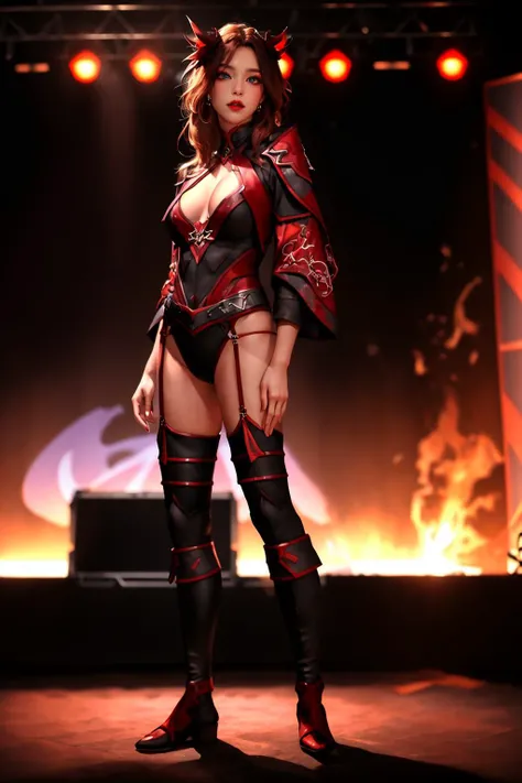 highres,absurdres,masterpiece,best quality,original,extremely detailed CG,extremely detailed wallpaper,perfect lighting,jitome,lips,makeup,standing on the stage,blurry background,
<lora:bloodfang:0.7>,Bloodfang,