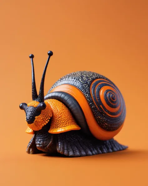 there is a snail that is sitting on a orange surface