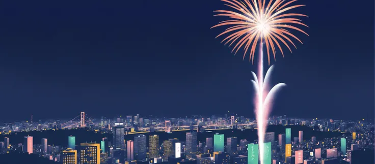 illstyle, illustration style, fireworks over tokyo, <lora:Illustration_-StyleXL_kk:1>, immersive composition, perfect artwork