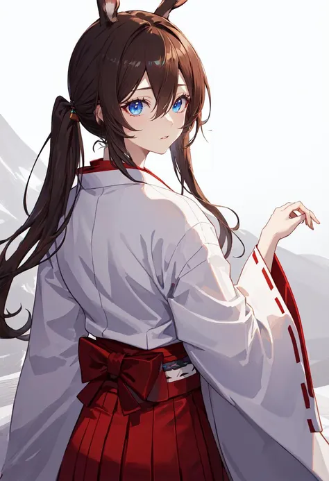 best quality, masterpiece, highres, solo, (amiya_arknights:1.10), (white kimono:1.35), (red hakama:1.35), (wide sleeves:1.20), 27 <lora:amiya_arknights:0.80>