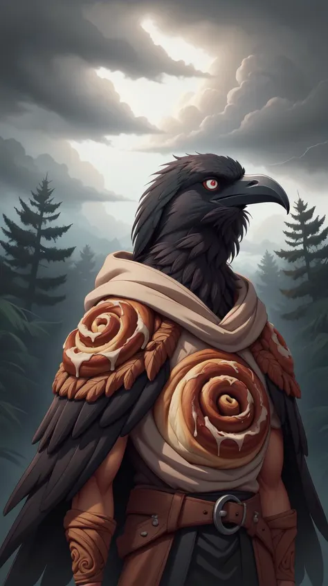 <lora:CinnamonBunStyle:1.0>CinnamonBunStyle  portrait, solo, upper body, looking down, detailed background, detailed face, (arid desert middle-eastern theme:1.1), glowing eyes, raven-guardian, messenger of the raven-queen, dark feathers, wearing tattered f...