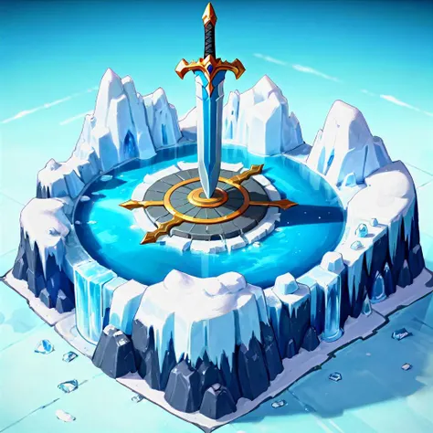 polar ice cap, Precious, salon , sword and sorcery tilt-shift, high angle <lora:Stylized_Setting_SDXL:1.0> Isometric_Setting