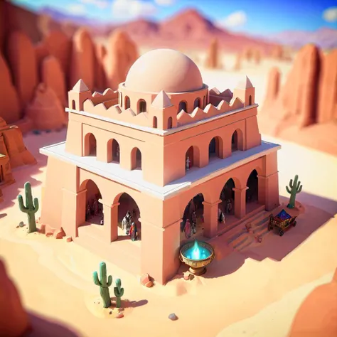 hot desert, In-depth, museum , paranormal fantasy tilt-shift, high angle <lora:Stylized_Setting_SDXL:1.0> Isometric_Setting