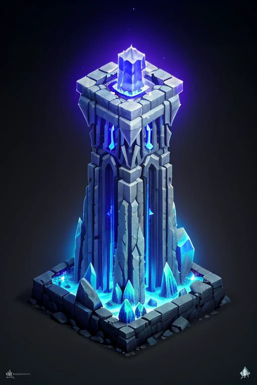 <lora:Isometric_Setting:0.7> cavern, glowing crystal obelisks, large colorful mushrooms, angled view from top, high detail, isometric video game scene, dark grey stone floor, rocky floor, dark fantasy, cubic. Isometric_Setting, absurdres