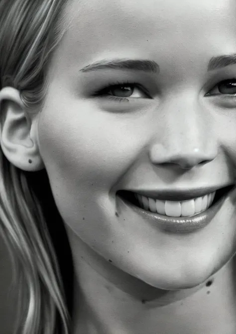 a close up of a woman smiling while talking on a cell phone