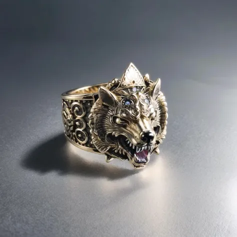 dragonhead ring, ((masterpiece):1.0), (werewolf:1.2), (ring:1.2), silver, a silver ring with a dragon head, (best quality), (great quality) <lora:elderring_V1:0.8> <lora:werewolfLora_v10:0.7>