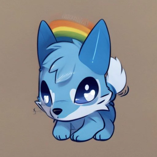 there is a cartoon cat with a rainbow on its head