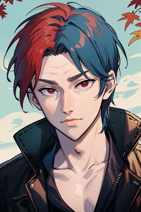 a close up of a person with red hair and a jacket