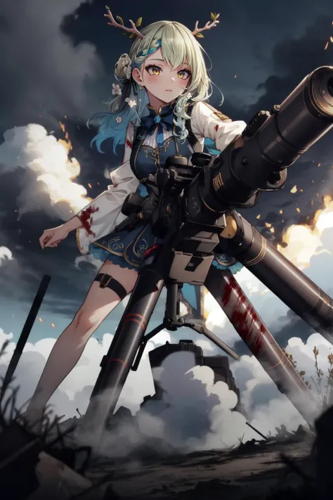 (masterpiece, best quality), intricate details,
1girl, <lora:CeresFauna:0.8> Ceres Fauna, antlers, long hair, braided bangs, hair flower, FaunaBase, long hair, braided bangs, hair flower, blue dress, wide sleeves, single thighhigh, bridal gauntlets
<lo...