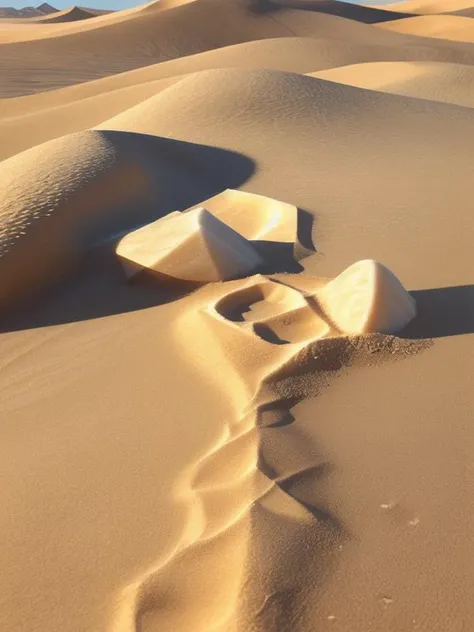 ice cube in sand, desert,  (no background:1.1),