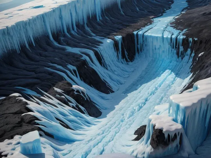 (disney:0.8)(pixar:1.6)(cartoon:1.1)(3D:1.3)(Pui)      (nsfw:1.3)
(rule of three third:1.2)(from above), (from a distance),
vast expanse of (blue ice:1.3) stretches out before the viewer, its surface glistening under the sunlight. In the distance, a toweri...