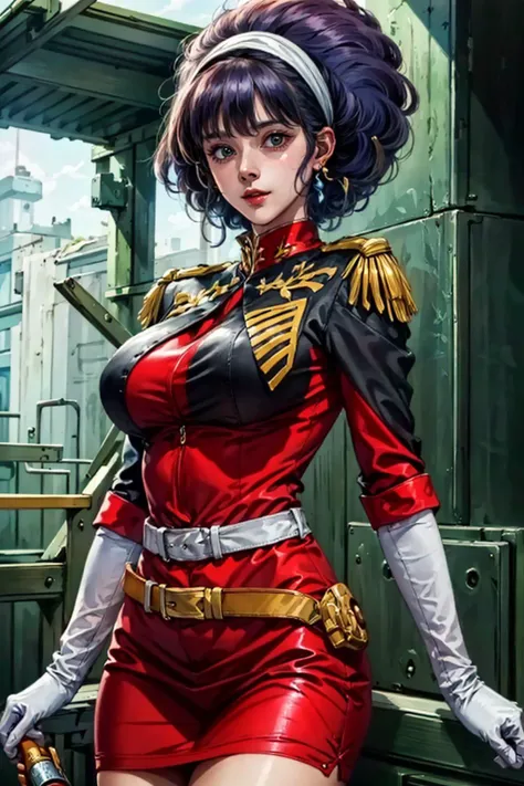 best quality,masterpiece,highres,original,extremely detailed wallpaper,perfect lighting,extremely detailed CG,<lora:add_detail:0.3>,perfect_photography.txt,<lora:BlasterMariV2:0.8>,mari,red umiform,zeon,skirt,