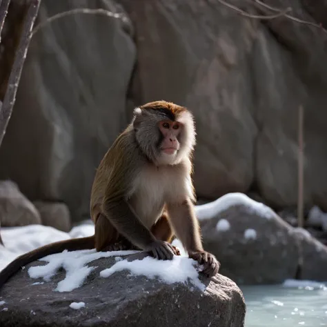 cinematic film still of  <lora:Ron Fricke style:1>
a monkey sitting on a rock in a hot spring,outdoors,water,tree,blood,scenery,snow,rock , realistic, realism, movie still, film grain, kodak film, film contrast, film color, cinematography, documentary, pho...