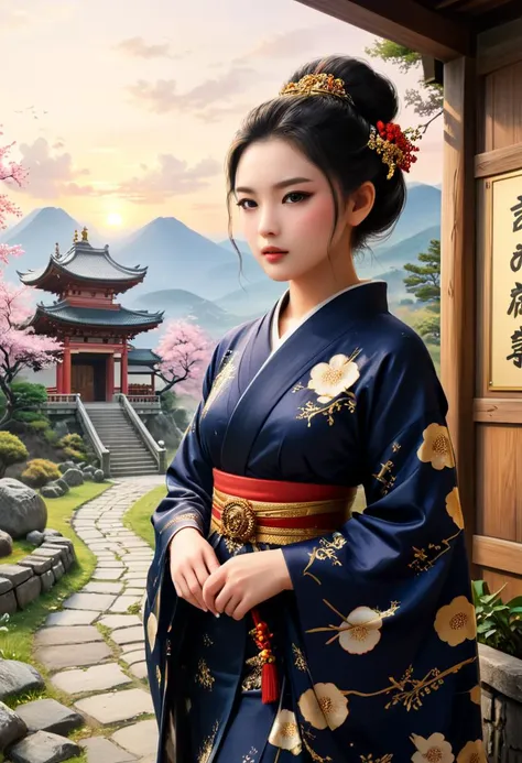 score_9, score_8_up, score_7_up,  1girl (medium full shot) of (mesmerizing young woman:1.1) korean geisha, black hair, hairbun, ...